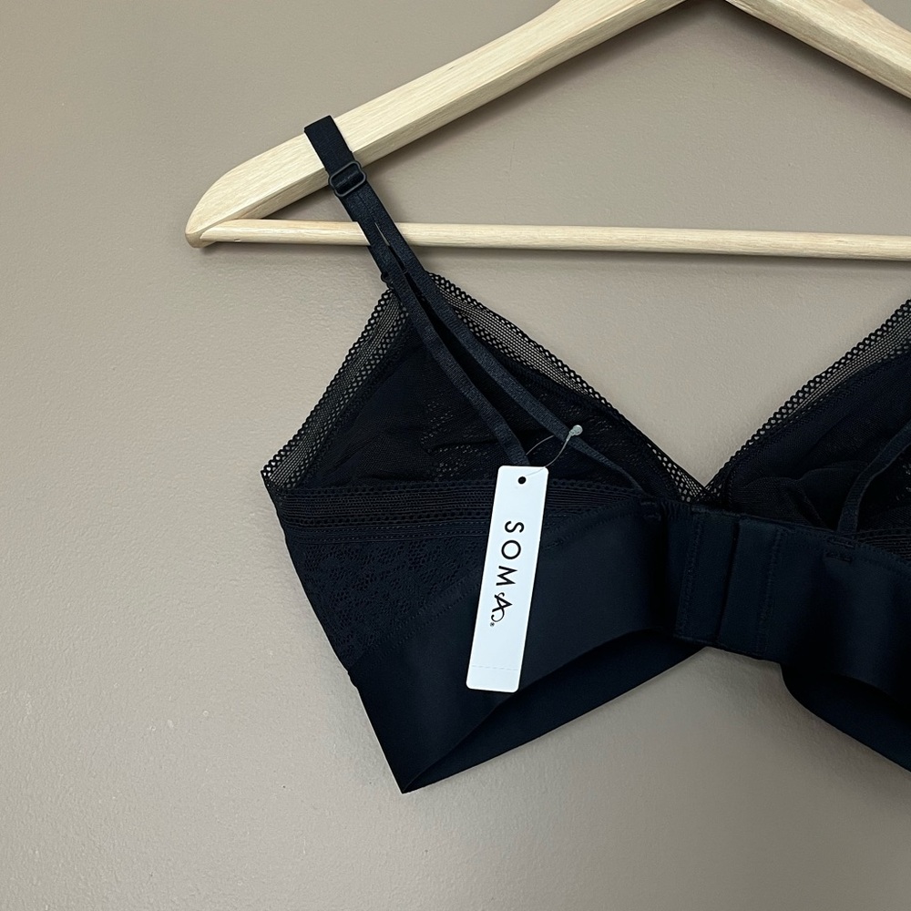 {Soma} Triangle Bralette with Lace in Black - Womens Small - NWT - Picture 7 of 13
